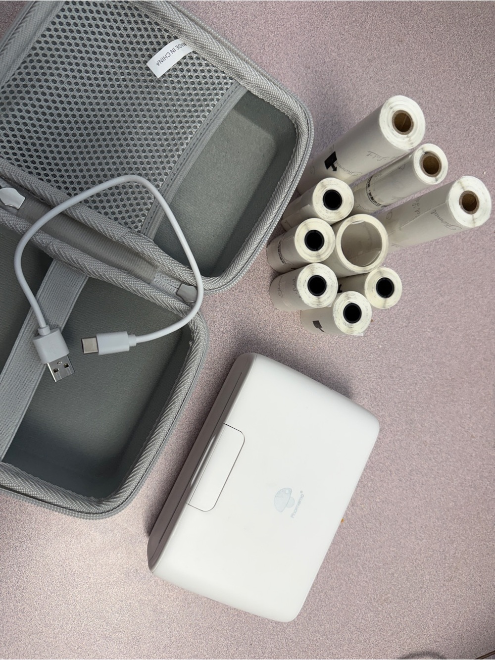 Phomemo Portable White Thermal Label & Photo Printer with USB-C Cable
